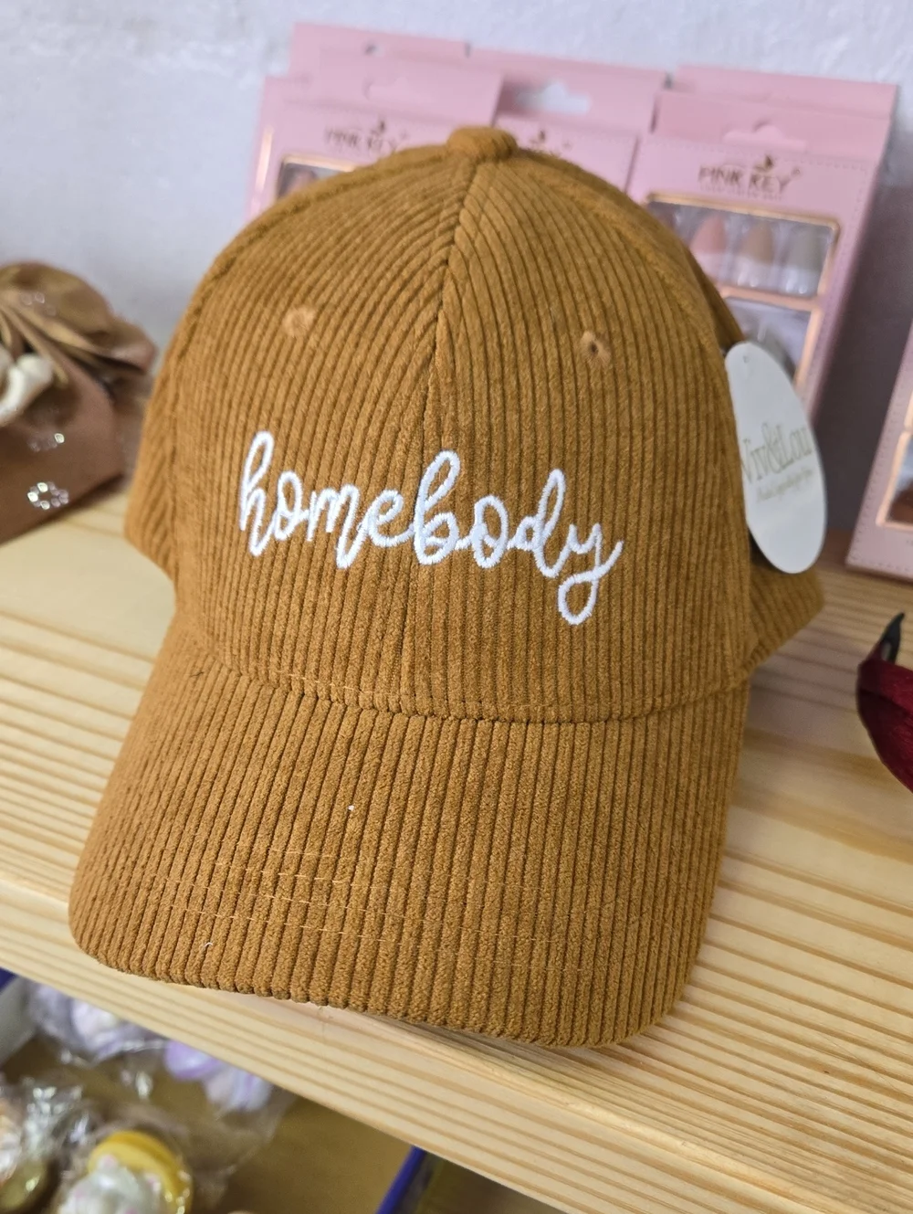 Homebody Embroidered Corduroy Baseball Cap - Brown